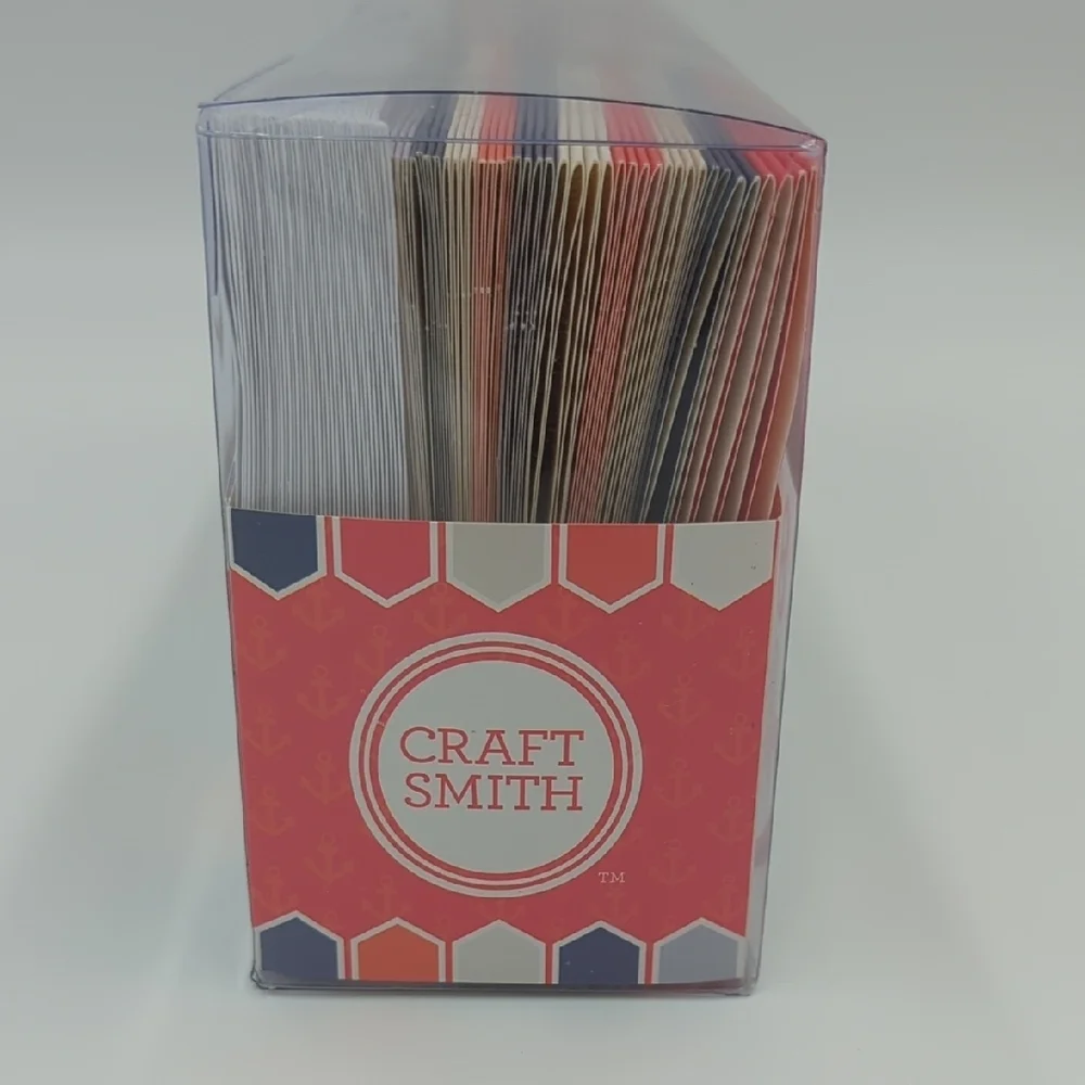 Craft Smith Textured Cards & Envelopes 80 Set Lattice Print Red White Blue